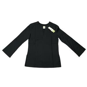 NEW Jonano Sonia Tunic Top Notch Neck Bamboo Organic Cotton Blend Black Size XS